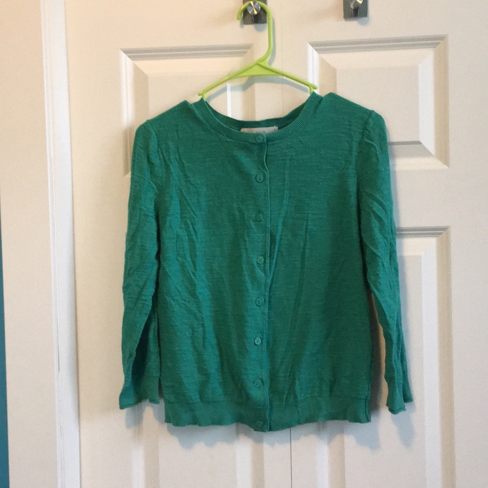 LOFT green cardigan